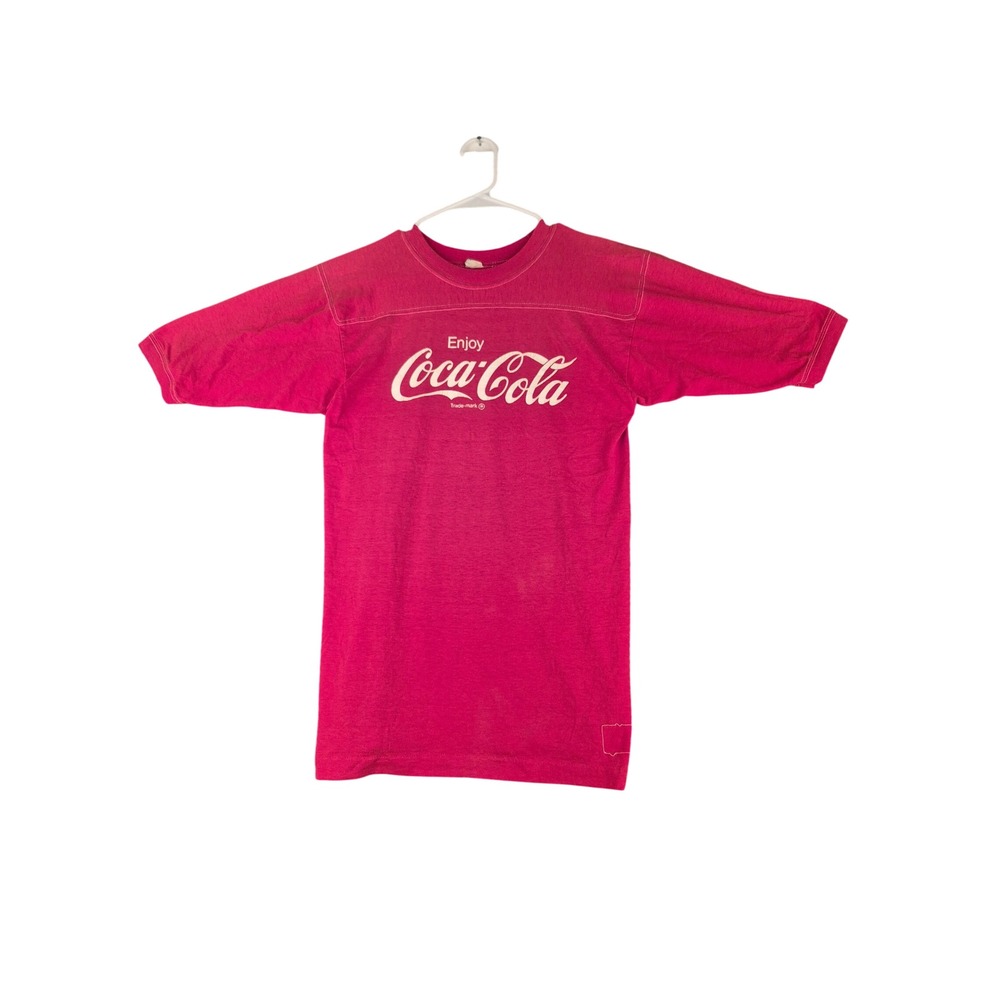 Vintage Coca-Cola Graphic Cal Cru T-Shirt Red Retro Logo Jersey Tee Mens Medium